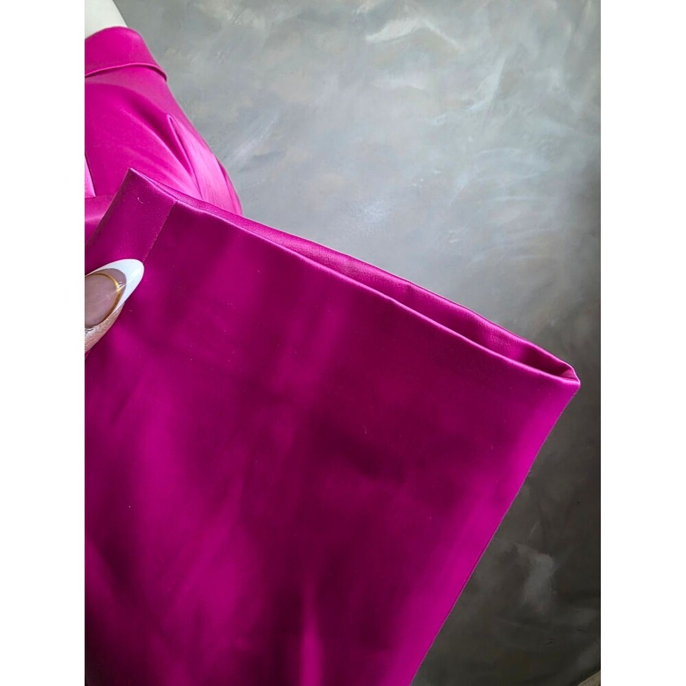 Azalea Wang Pink Satin Single Button Closure Long Line Blazer Sz L - Picture 7 of 13